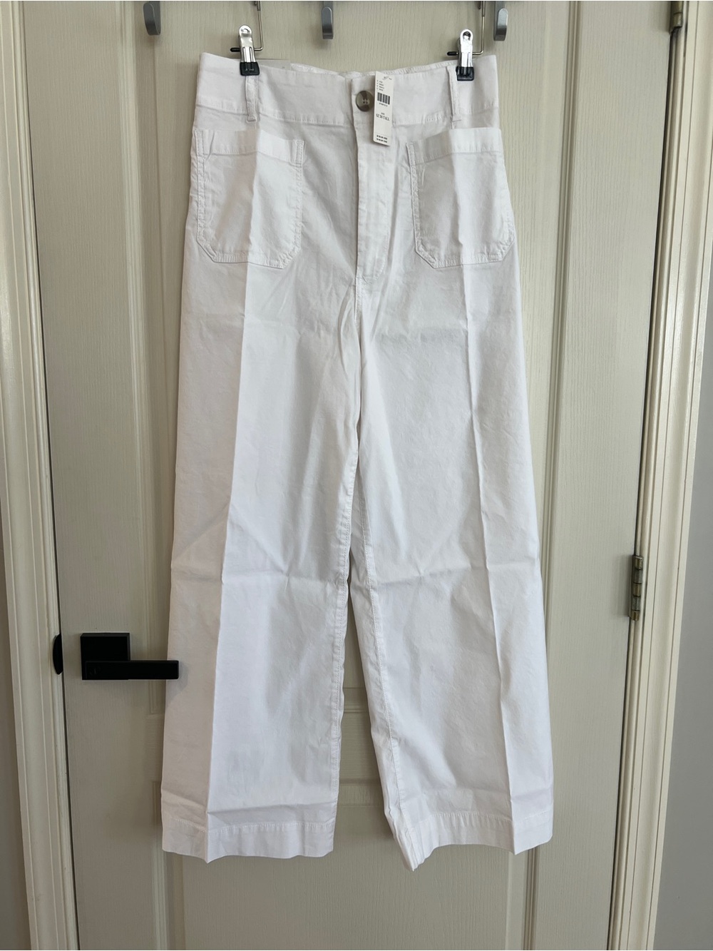 NWT Anthropologie Maeve Colette White High-Rise Wide-Leg Crop Pants 30 Tall